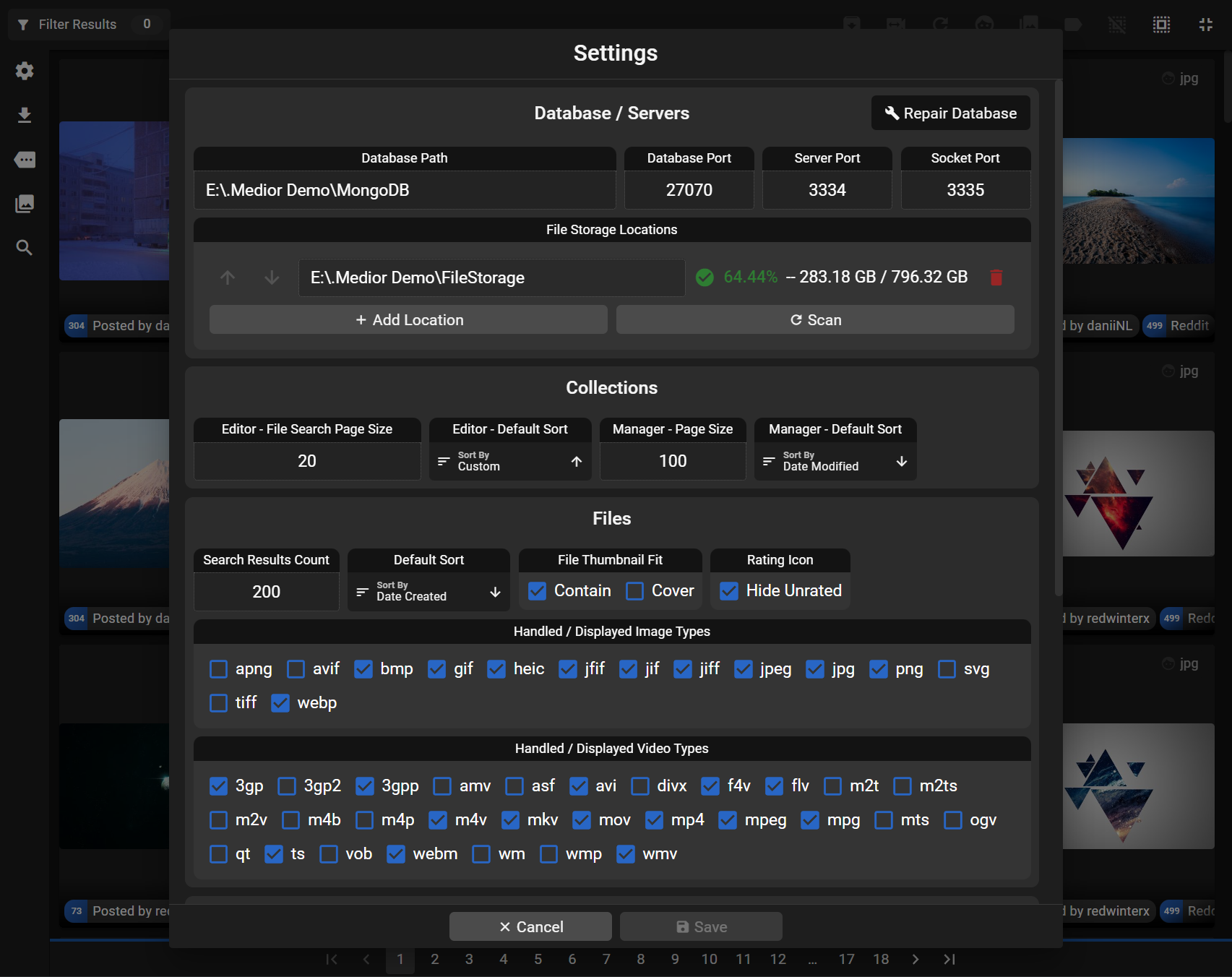 Settings Panel