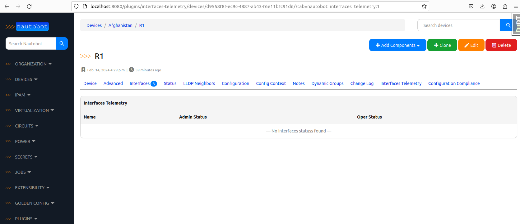 Device view - interfaces status