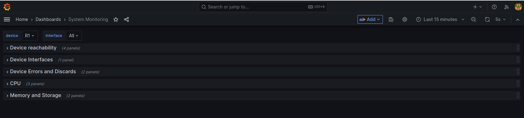 System Monitoring main view