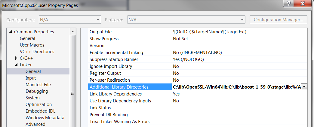 Visual Studio 2015 Library Directories