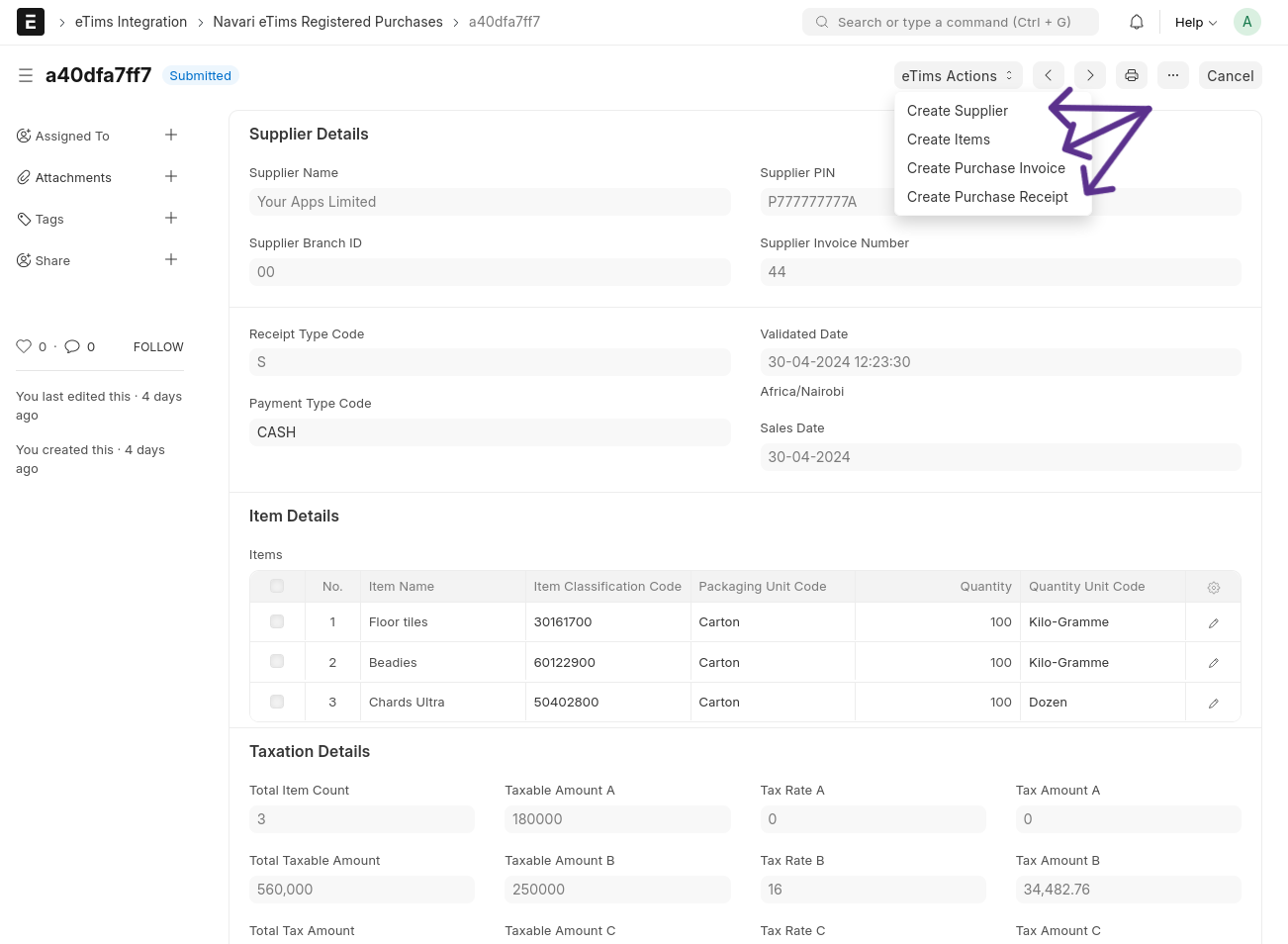 Registered Purchases Actions