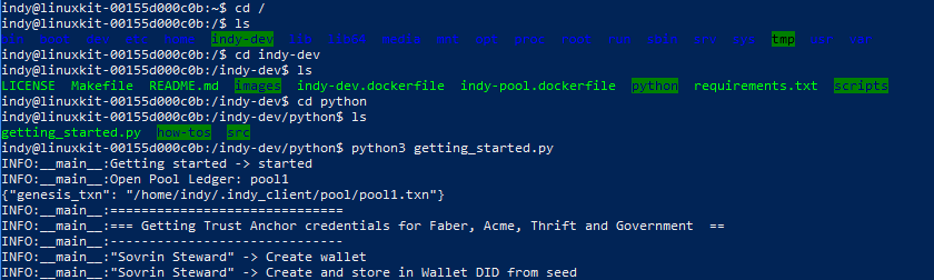 python3 getting_started.py console output - start