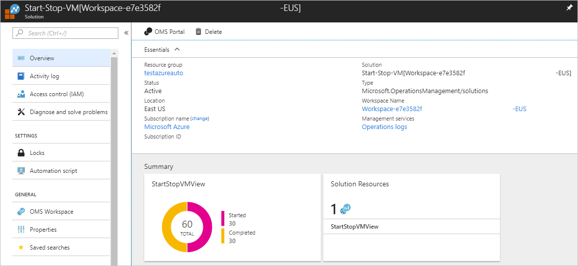 Automation Update Management page