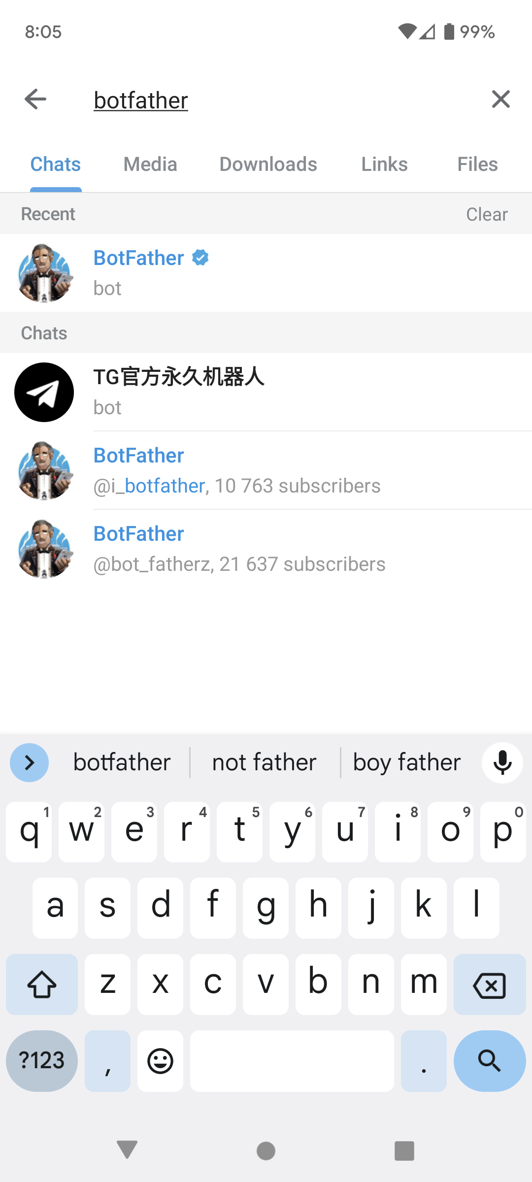 Search Botfather