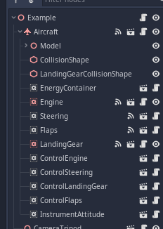 Scene tree showing modular system