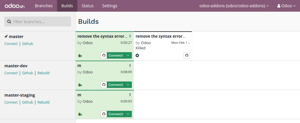 odoo.sh overview Capture