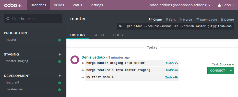 odoo.sh update Capture