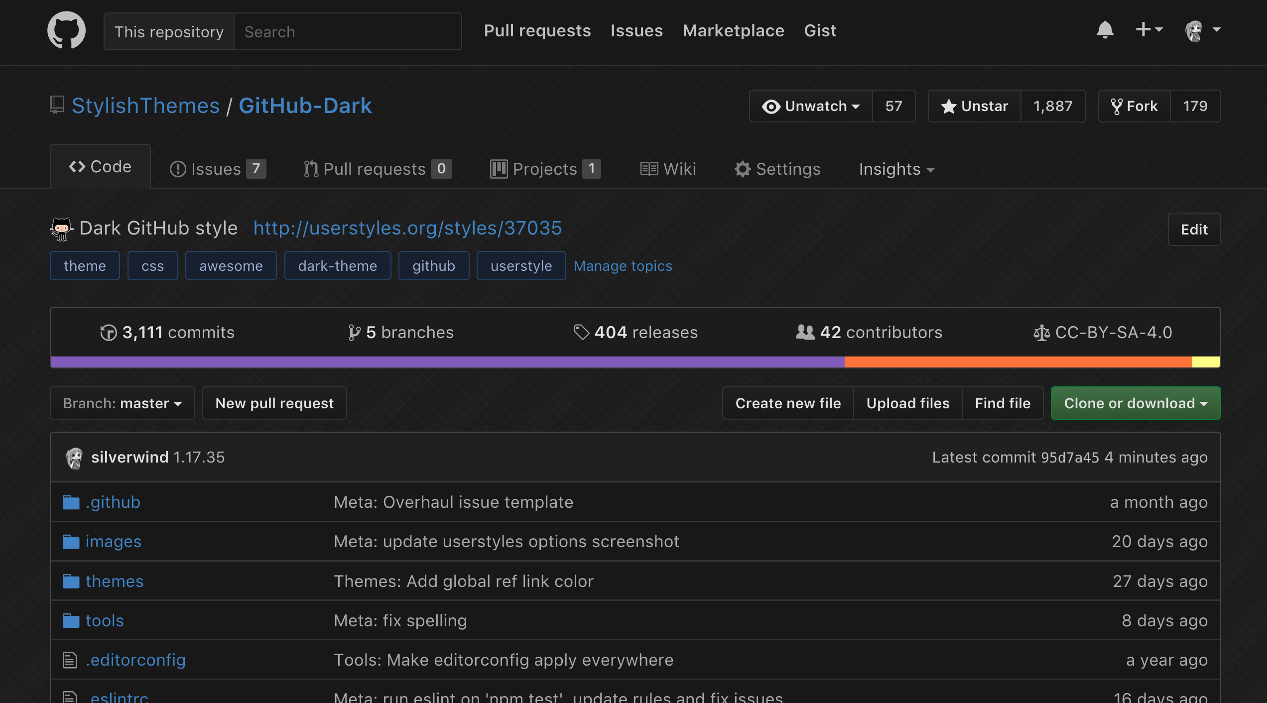 Preview of GitHub Dark