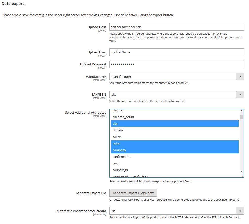 Product Data Export