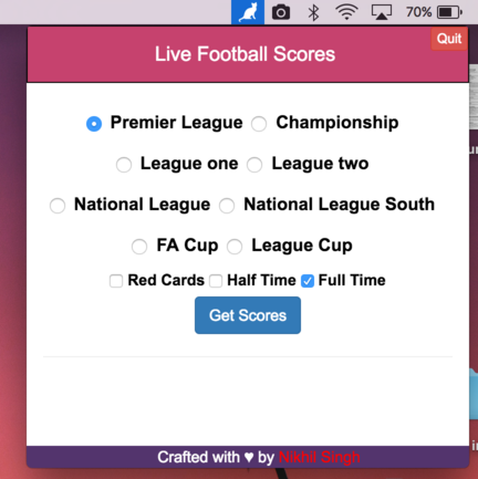 screenshot of app