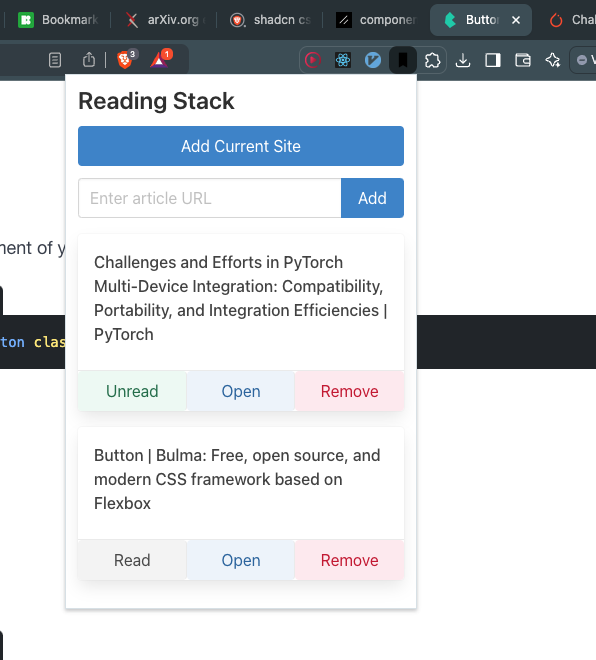 Reading Stack Demo