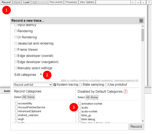 about:tracing app demonstrating the steps above