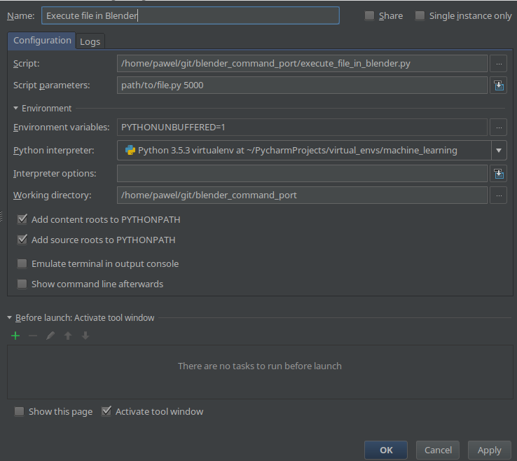 PyCharm configuration