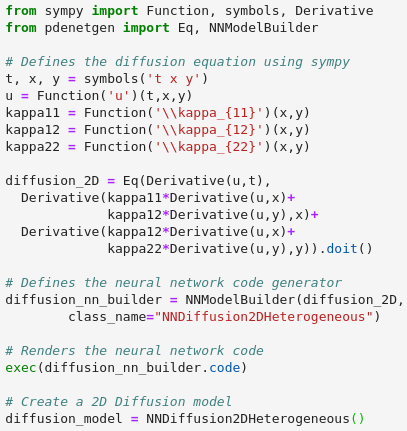 Implementation of a 2D diffusion equation