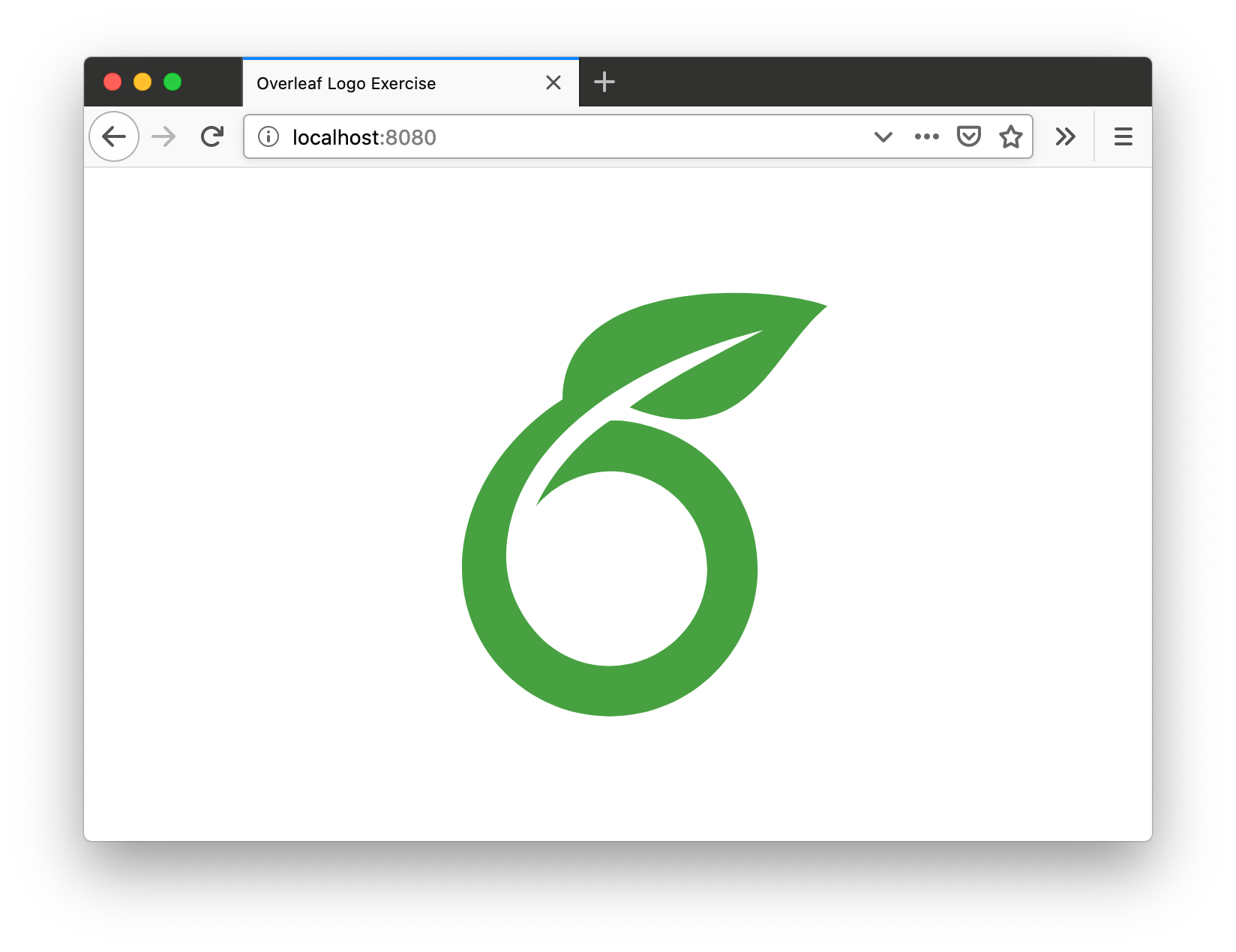 Overleaf Logo Exercise in Firefox with the logo turned green