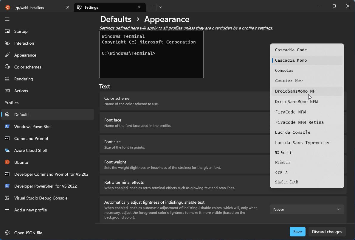 Windows Terminal Settings