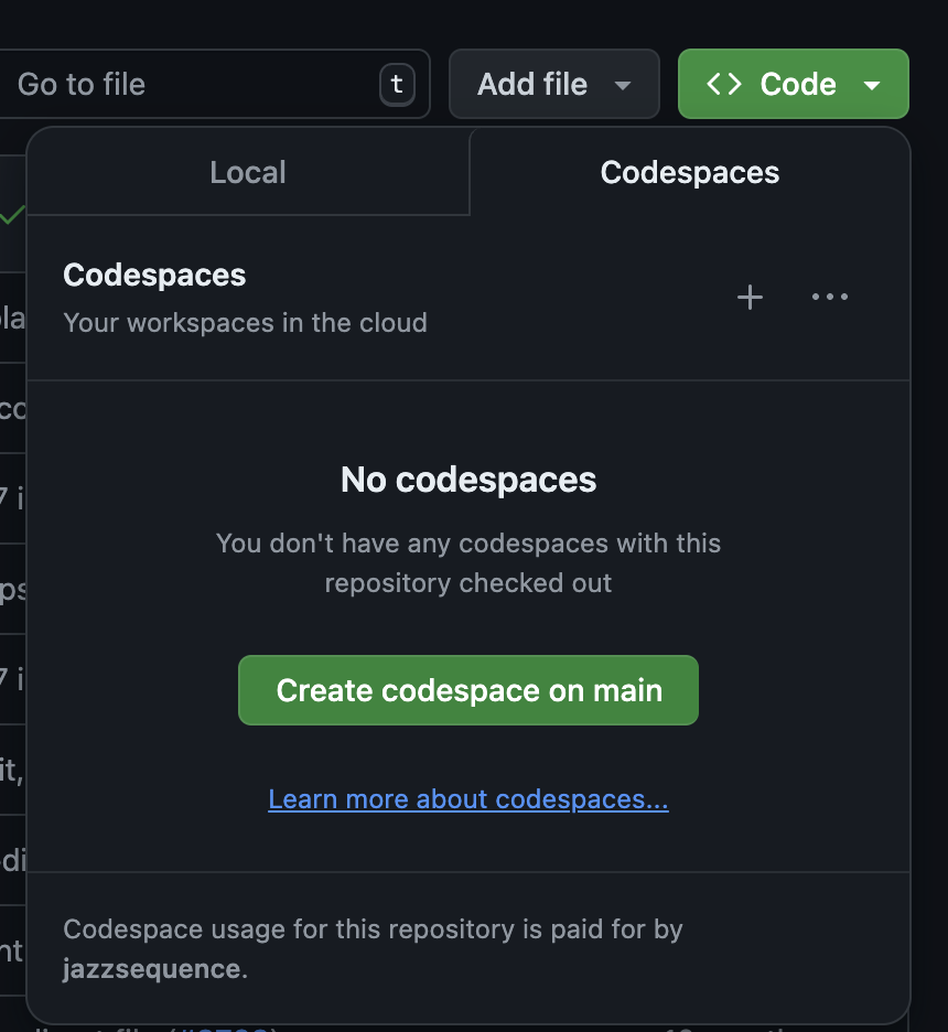 Codespaces screenshot