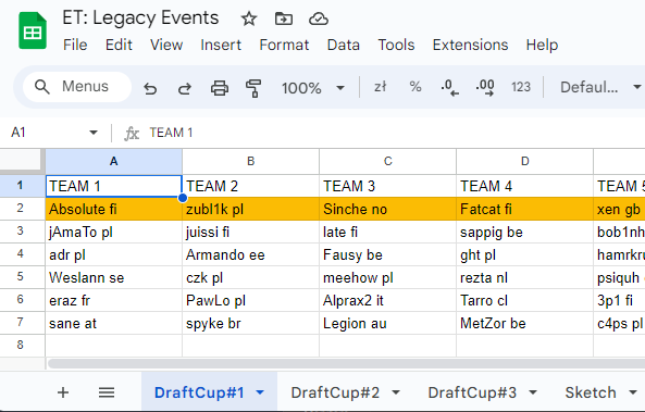 Google Sheets example