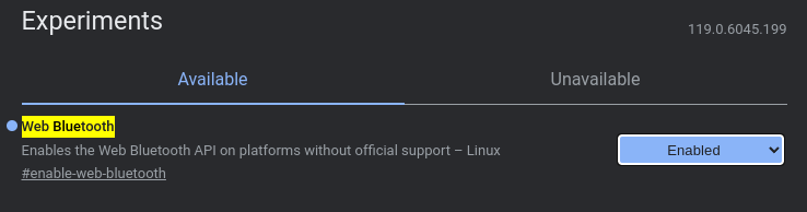Enabling Web Bluetooth API in Chrome