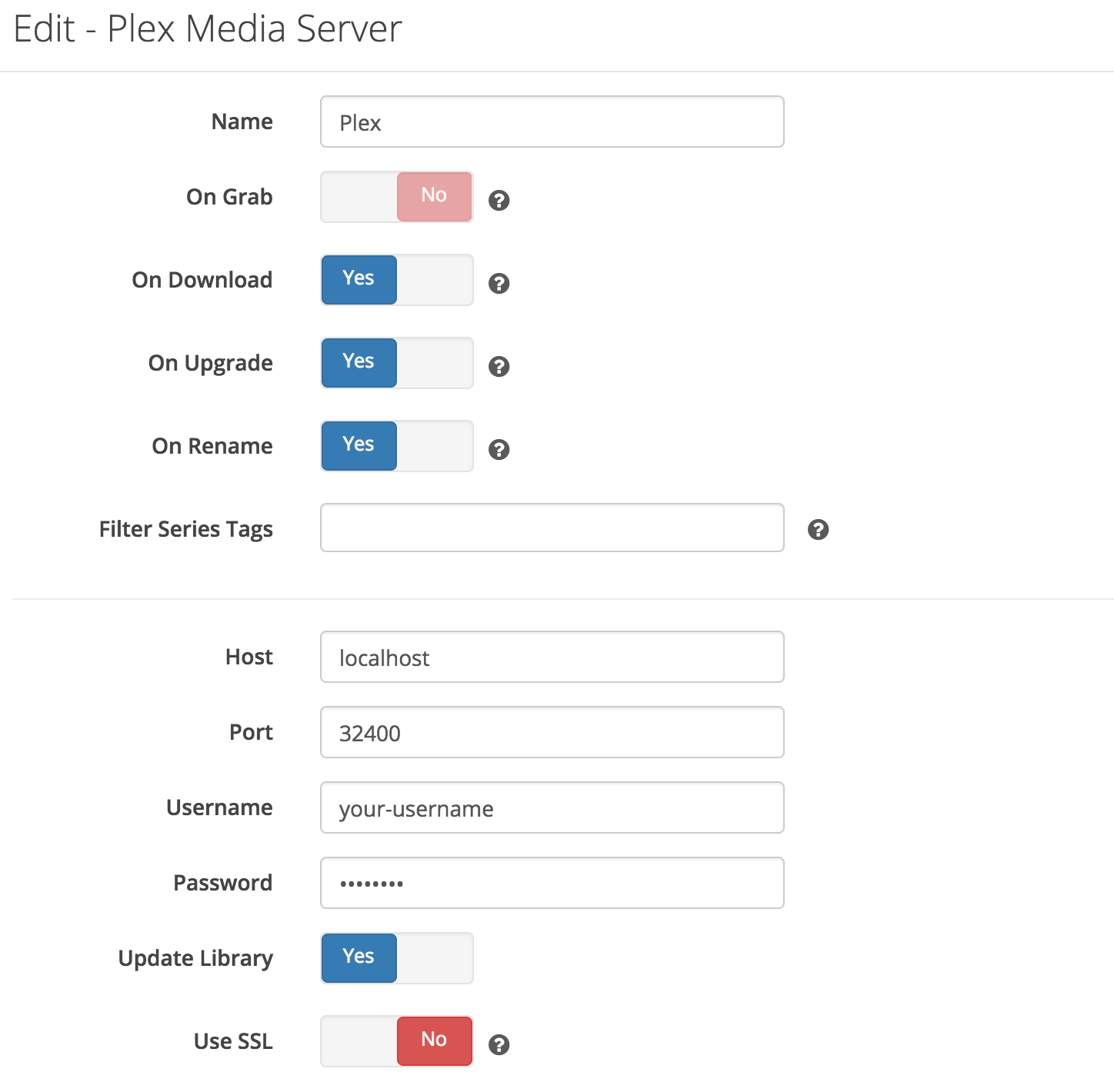 Sonarr Plex configuration