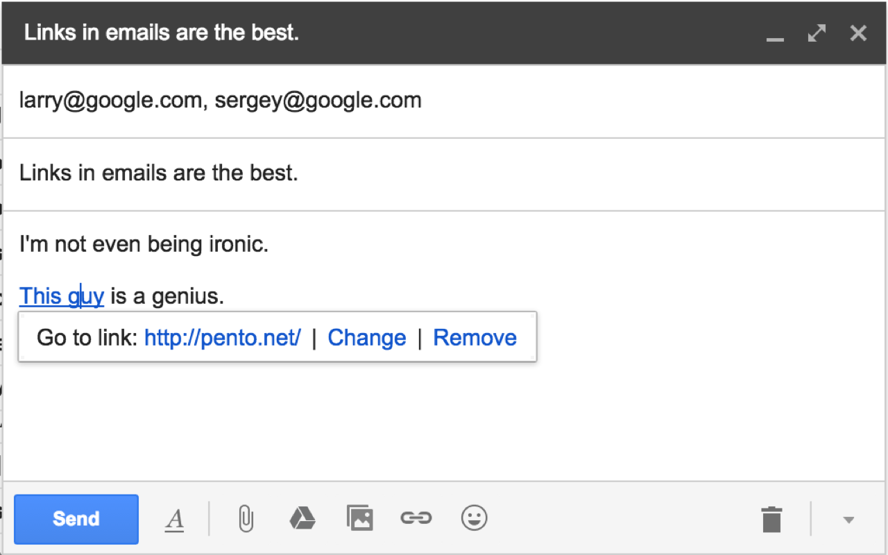 Pasting a link in GMail