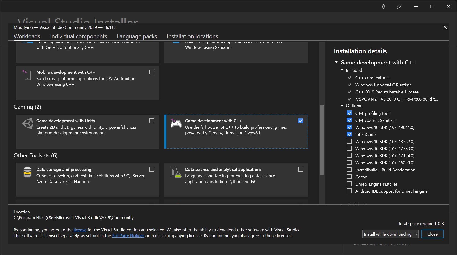 Visual Studio config for UE4