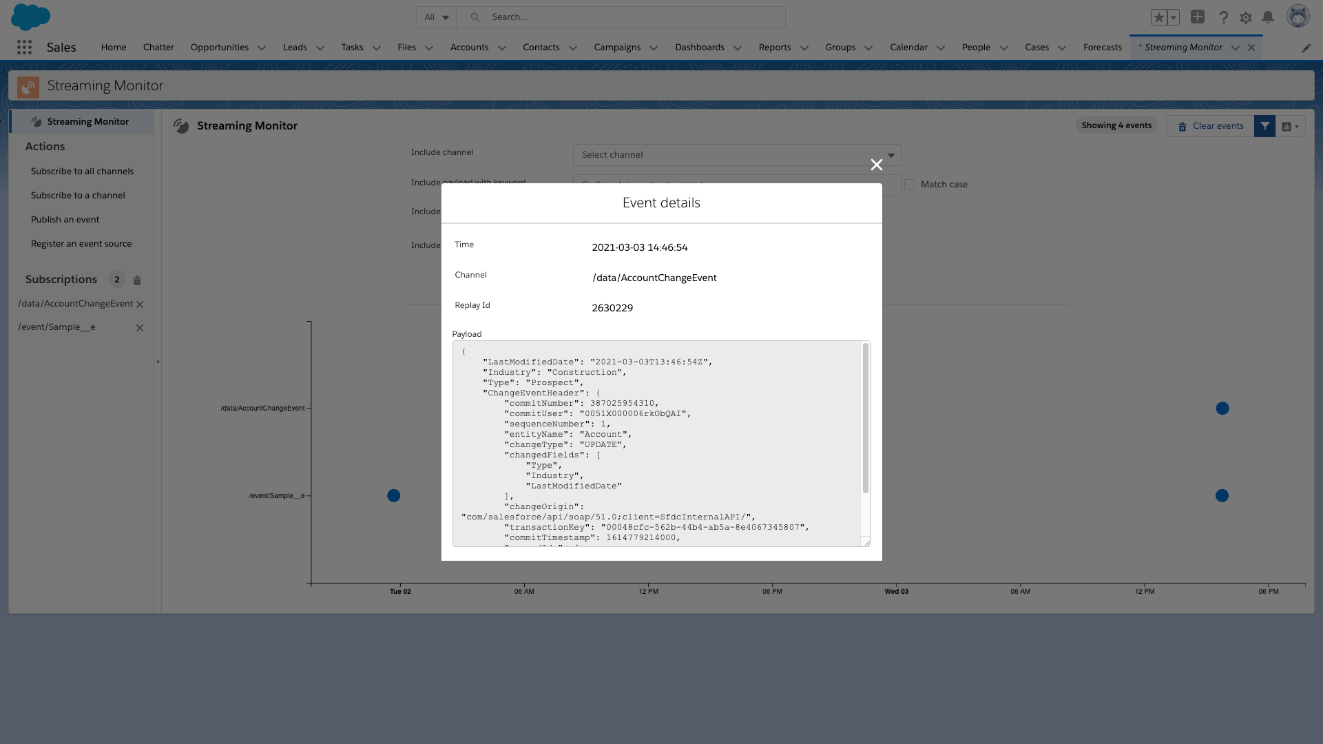 Streaming monitor - Timeline screenshot