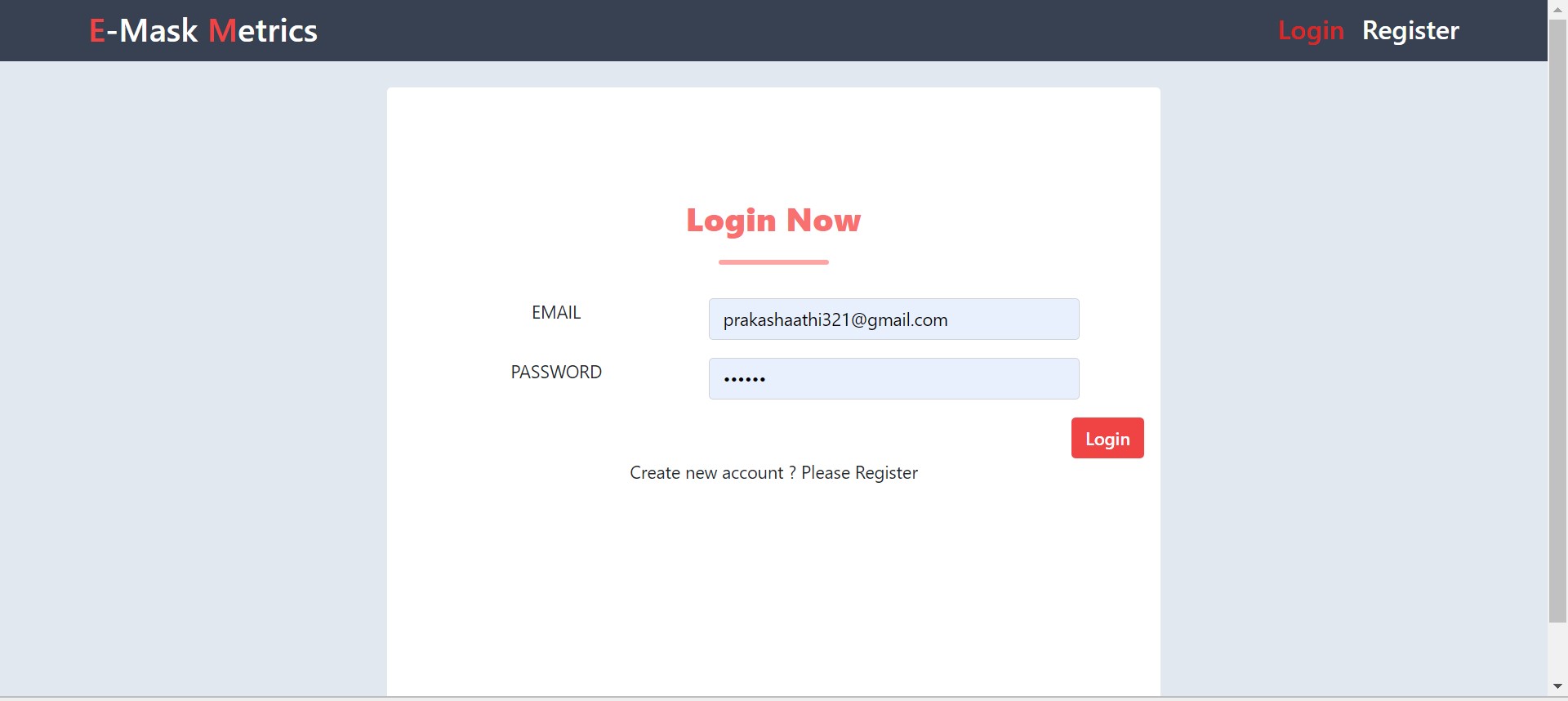 Login page