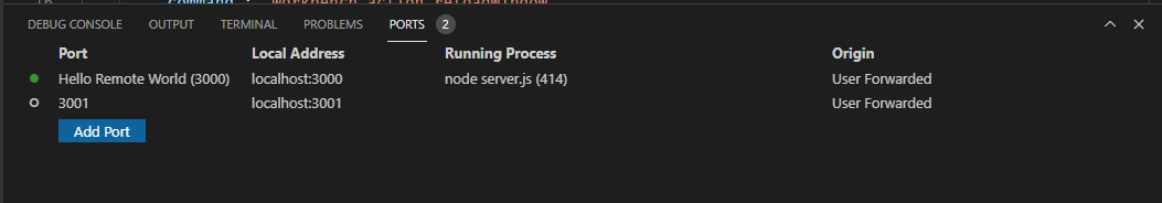 Port with a process icon