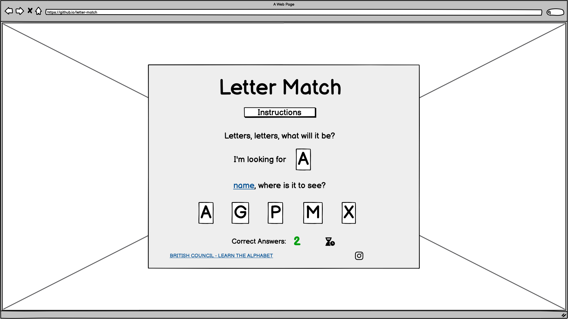 Desktop wireframe