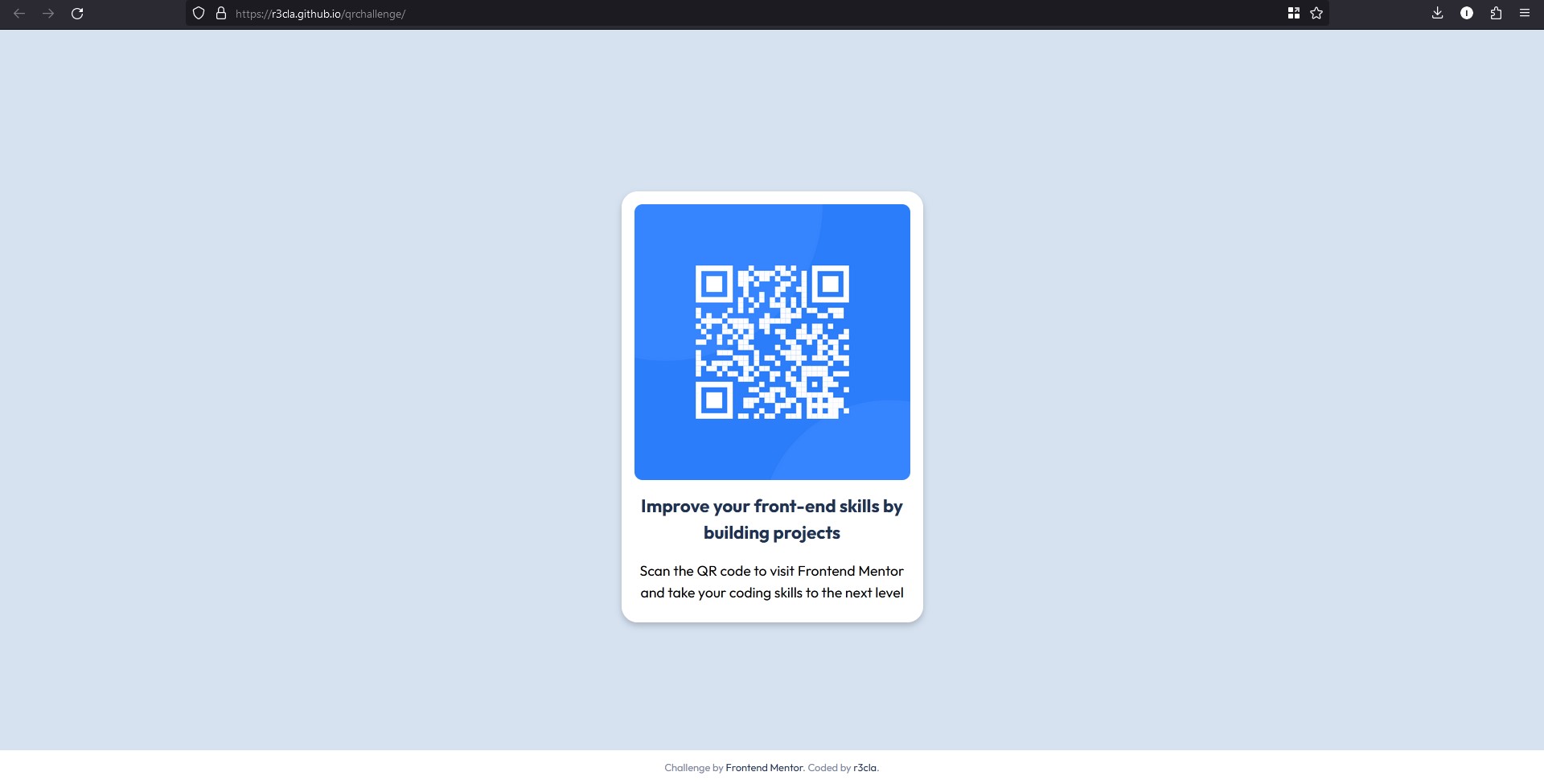 Screenshot of the QR code component