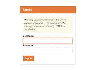 Jupyter login screenshot