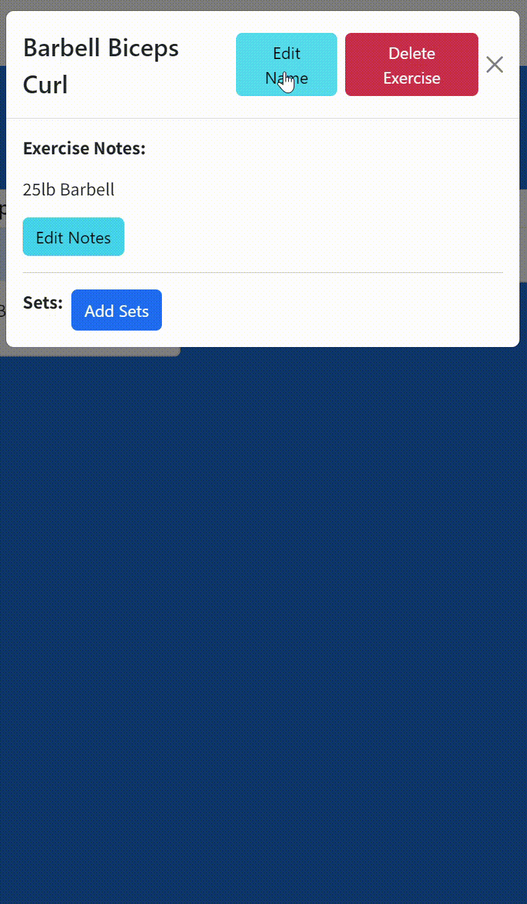 Edit Exercise Add Sets