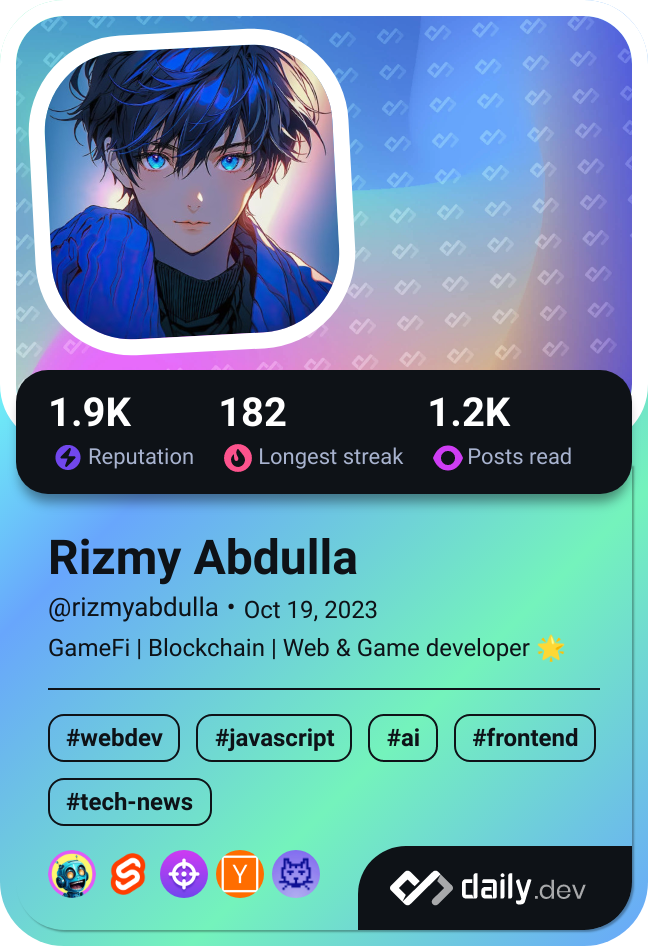 Rizmy Abdulla's Dev Card