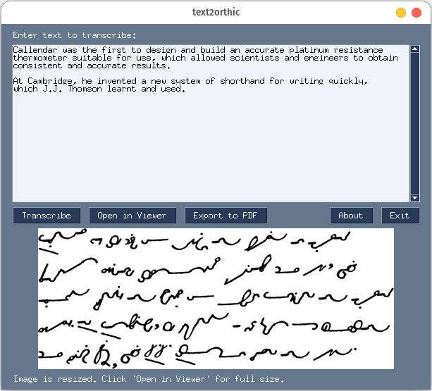 Screenshot of text2orthic