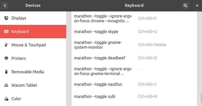 GNOME Keyboard Settings screenshot