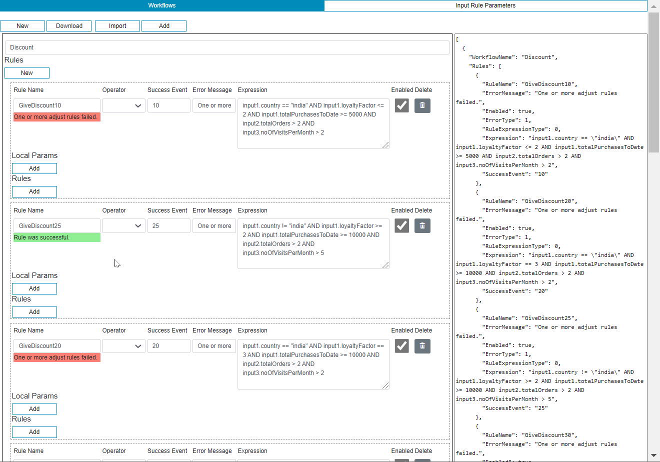 Animation of Rules Engine Editor Demo