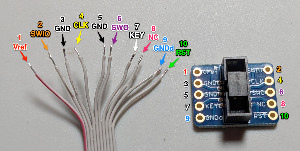 Numbered wires and breakout board pads