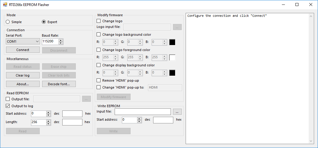 Screenshot of GUI tool