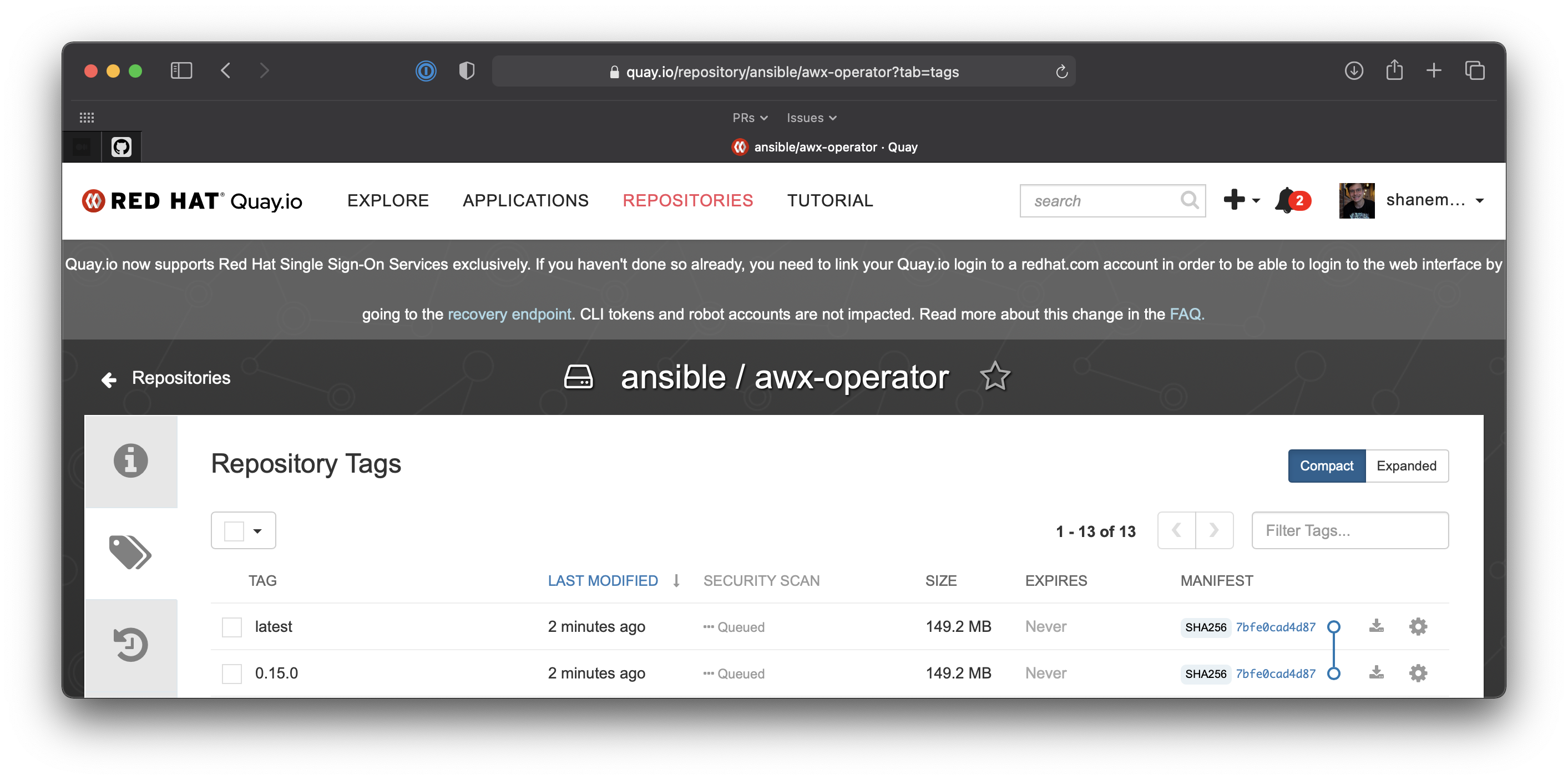 Verify released awx-operator image