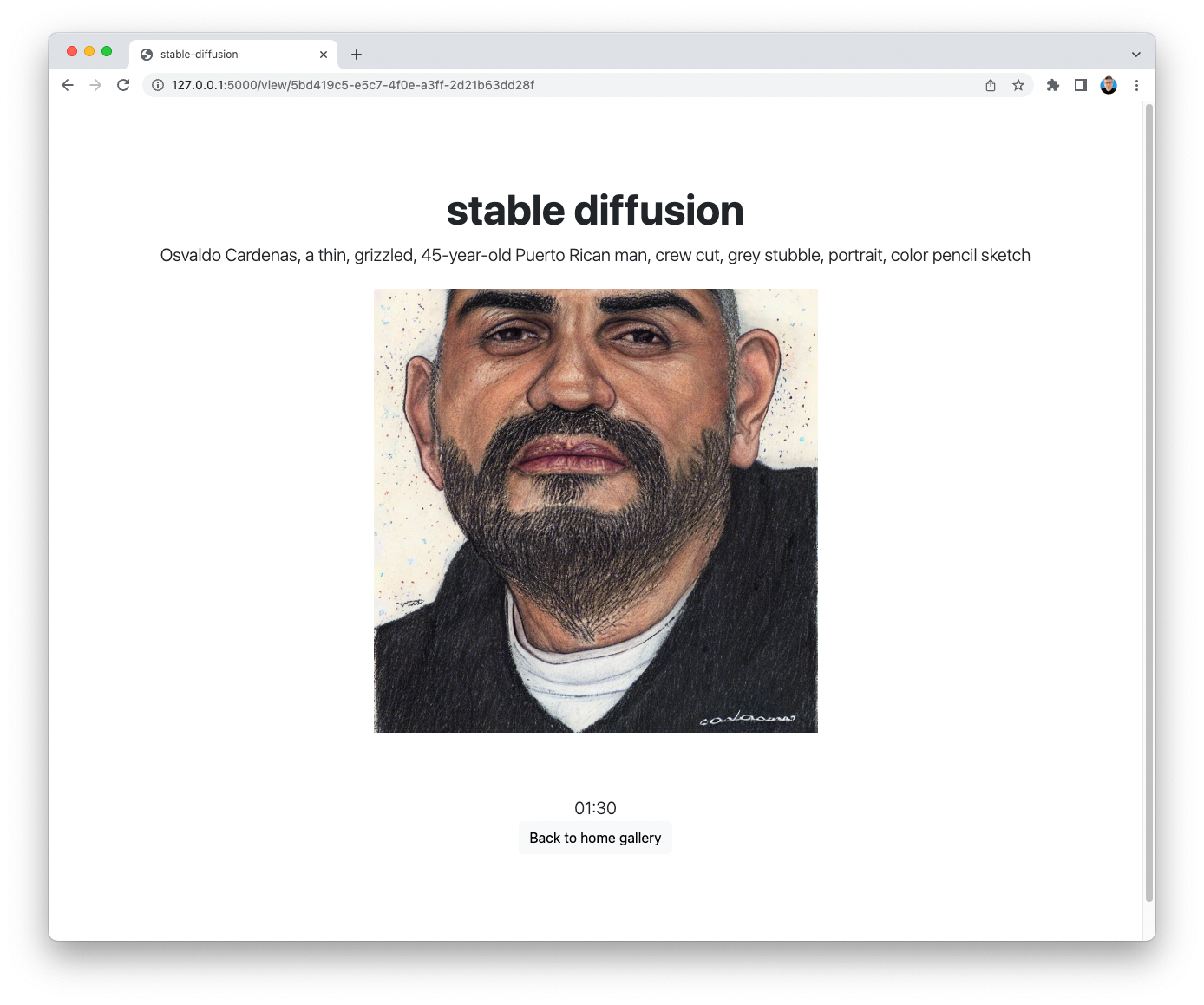 Screenshot of Stable Diffusion web app