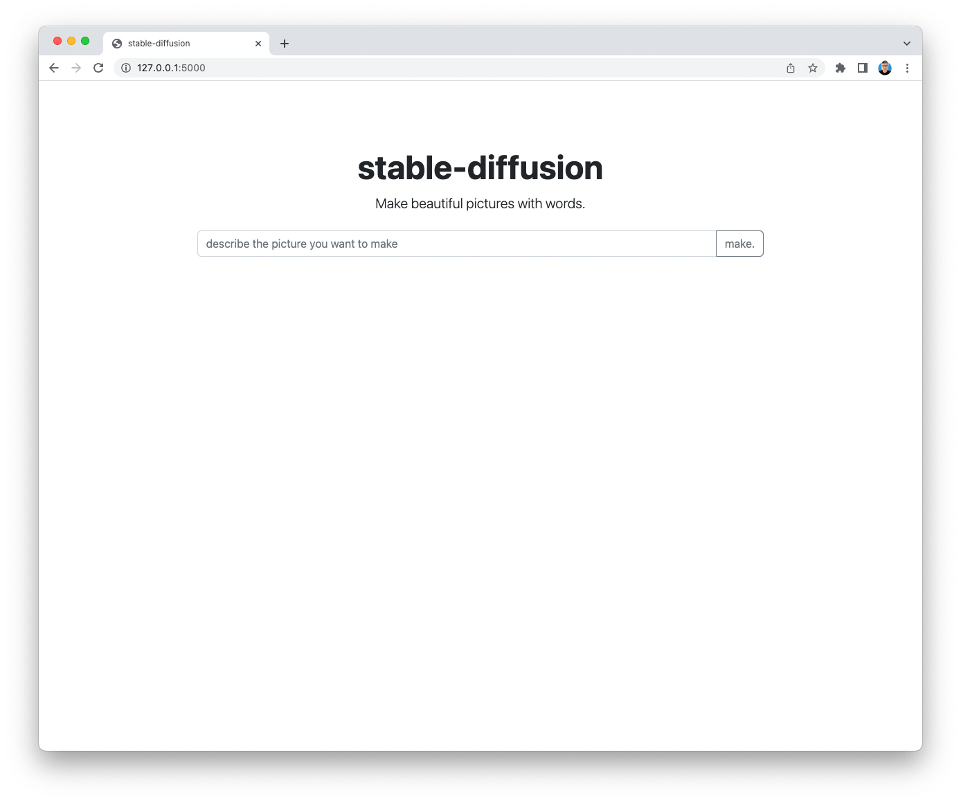 Screenshot of Stable Diffusion web app