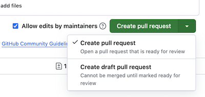 image create pull request drop down