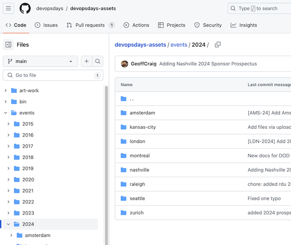 image showing events and year folder