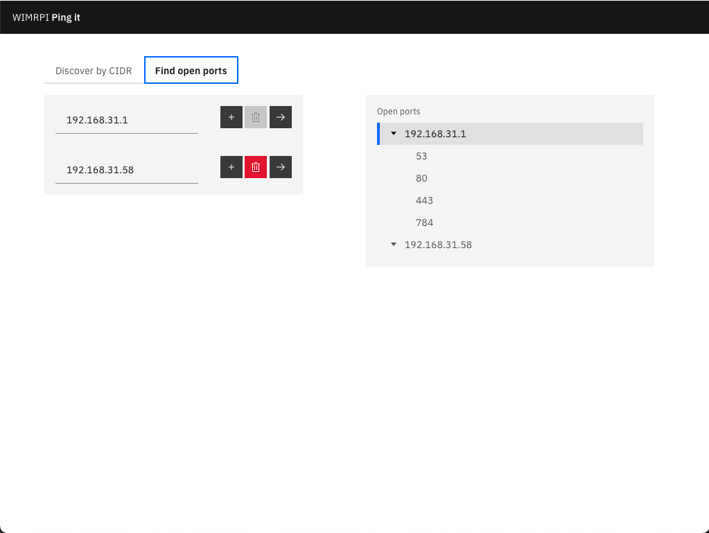 Find ports by IP