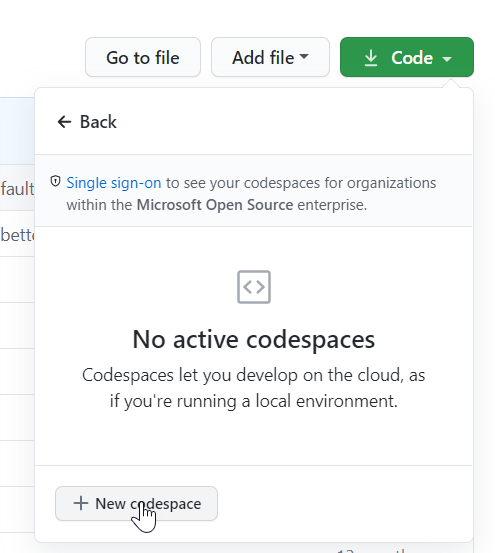 New codespace