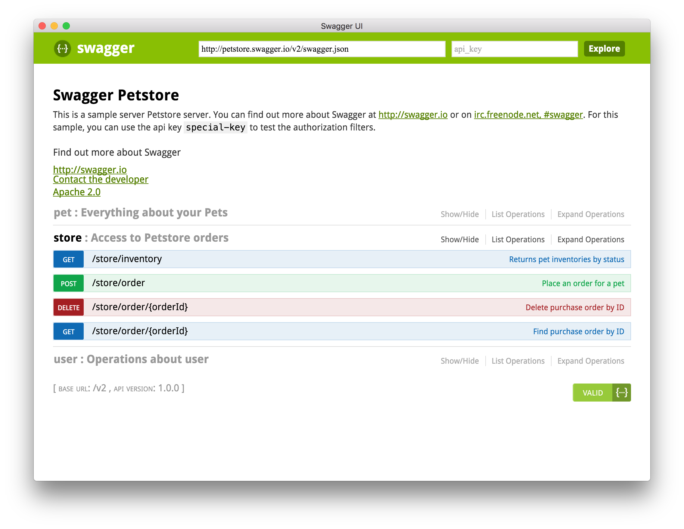 Screenshot of Swagger-UI-Desktop running on Mac OS X