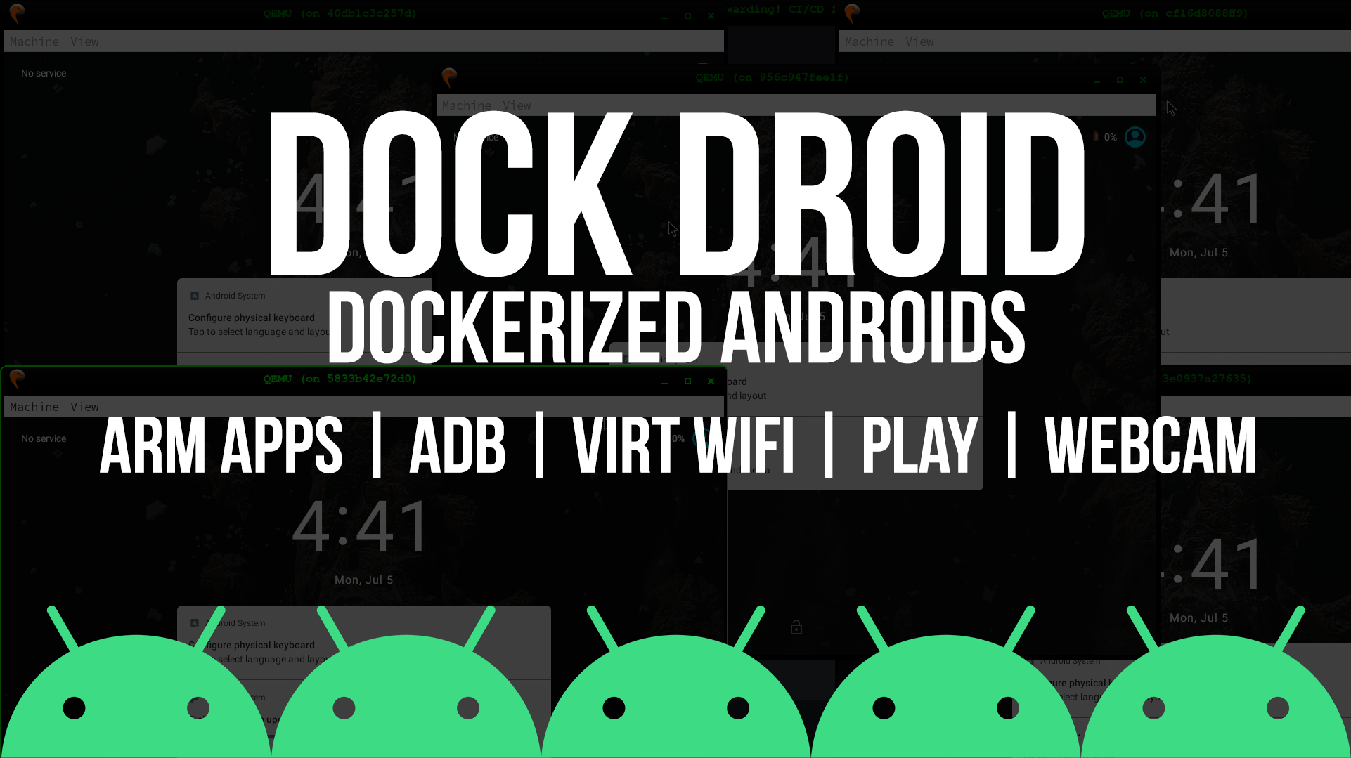 Running Android x86 & Android ARM in a Docker container