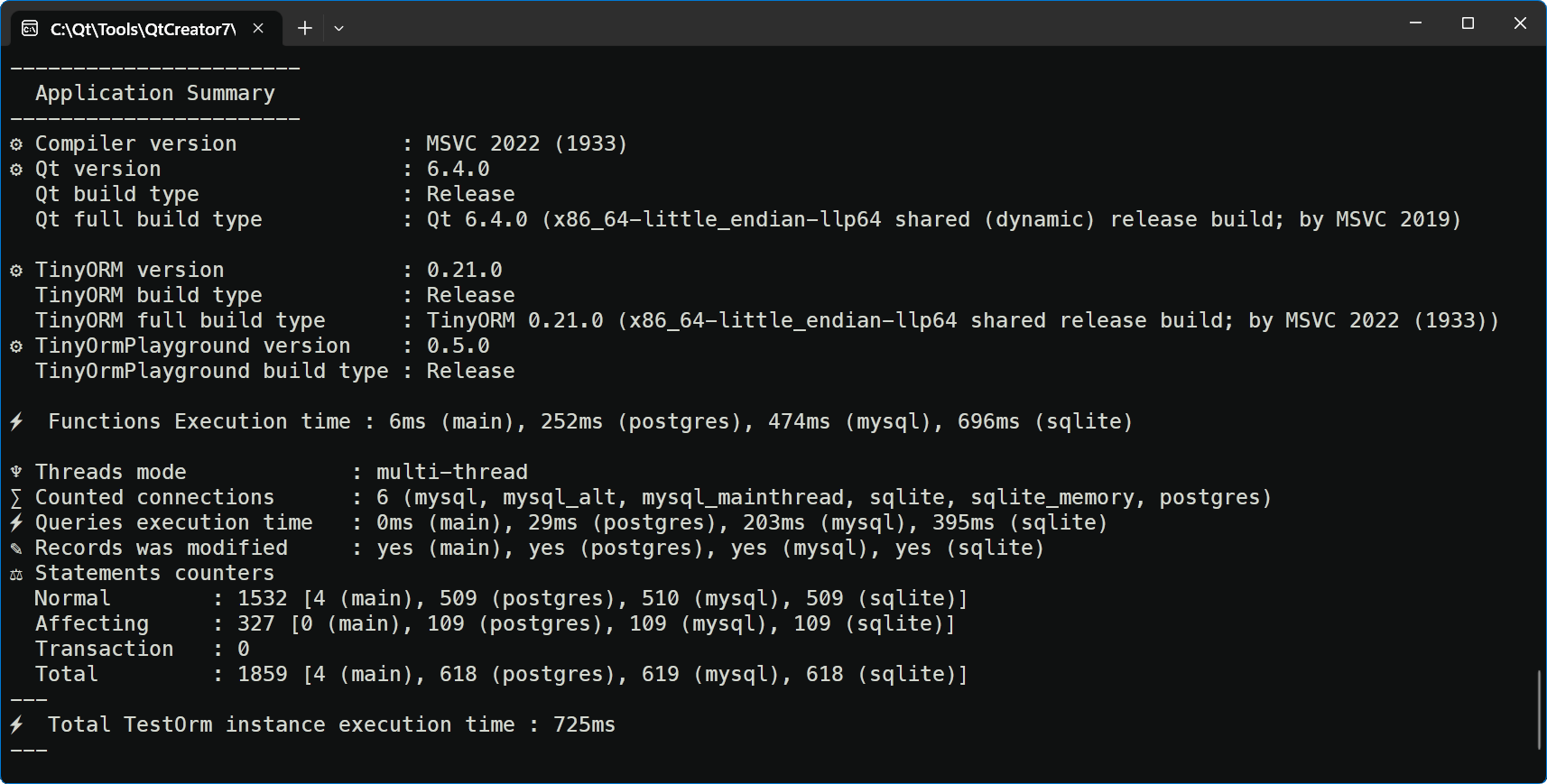 Invoked TinyOrmPlayground multi-threaded