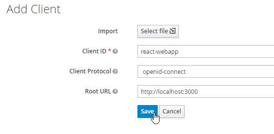 Image of React frontend as keycloak client